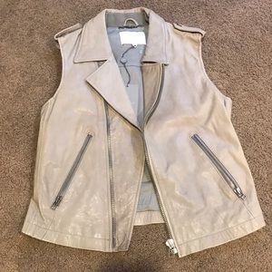 NWT 7 for all Mankind Leather Moro Vest Gray Med